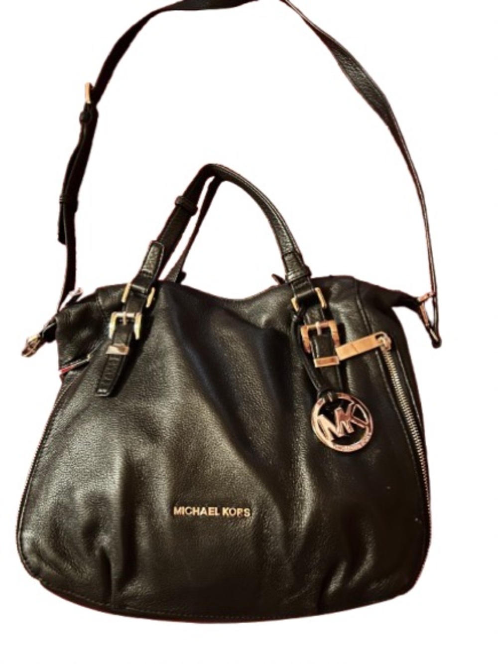 Michael Kors Black Leather shoulder bag with MK Charm